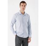 MORVEN Erkek Mavi Coton Mini Oxford Slim Gömlek