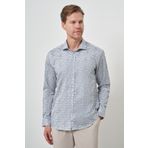 Morven Erkek Mavi Pamuk Trend Slim Fit İtalyan Yaka Gömlek