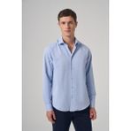 Morven Erkek Mavi Polyester Trend Desenli Dynamic Fit Italyan Yaka Gömlek - XL