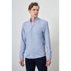 Morven Erkek Mavi Slim Fit Dik Yaka Gömlek