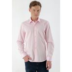 Morven Erkek Pembe Pamuk Saten Düz Desen Slim Fit Gömlek - Pembe