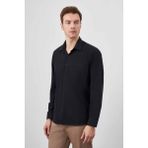 Morven Erkek Siyah Basic Düz Desen Cepli Sert Yaka Regular Fit Gömlek - XL