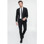 Morven Erkek Siyah Basic Düz Slim Fit Dar Kesim 6 Drop Takım Elbise