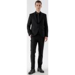 Morven Erkek Siyah Basic Düz Slim Fit Takım Elbise (GÖMLEK,KRAVAT HEDİYE)