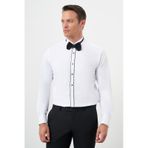 Morven Erkek Siyah Biyeli Düz Desen Ata Yaka Slim Fit Gömlek
