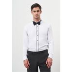 Morven Erkek Siyah Biyeli Slim Fit Ata Yaka Gömlek