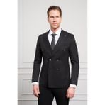 Morven Erkek Siyah Kruvaze Slim Fit Sivri Yaka Takım Elbise - 50 - 6 Drop