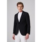 Morven Erkek Siyah Örme Trend Slim Fit Mono Yaka Ceket