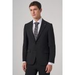 Morven Erkek Siyah Poliviskon Basic Slim Fit Sivri Yaka Takım Elbise - 6 Drop - 48