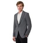 Morven Erkek Siyah Poliviskon Trend Desenli Slim Fit Mono Yaka Dokuma Ceket