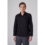 Morven Erkek Siyah Polyester Trend Slim Fit Tam Italyan Yaka Gömlek - 3XL