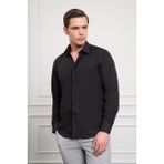Morven Erkek Siyah Slim Fit Dar Kesim Sert Spor Yaka Gömlek