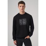 Morven Erkek Siyah Trend Baskılı Bisiklet Yaka Sweatshirt - 2XL