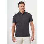 Morven Erkek Siyah Trend Merserize Düz Düğmeli Yaka Dynamic Fit T-shirt