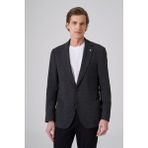 Morven Erkek Siyah Yünlü Trend Desenli Slim Fit Mono Yaka Ceket - 48 - 6 Drop