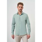 Morven Erkek Su Yeşili Basic Düz Desen İtalyan Yaka Slim Fit Gömlek