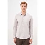 Morven Erkek Taş Pamuk Düz Desen Sert Yaka Slim Fit Gömlek - 2XL