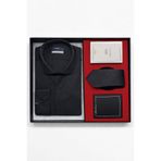Morven Siyah Stil Slim Fit Hediye Kutulu Gömlek, Kravat, Parfüm Ve Cüzdan Seti ( Babalar Günü Hediyesi )