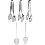MORYAN 5 Parça Paslanmaz Çelik Servis Sunum Seti Kaşık Spatula Makarna Salata Pasta Maşası Yemek Hazırlık