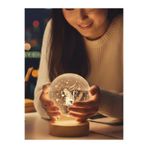 moryconcept Küçük Prens Düşünen Model Ahşap Altlıklı USB LED Kristal Cam Küre Gece Lambası Dekoratif & Hediye