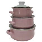Morza Home Emaye 3'lü Mini Tencere Seti Pembe - 16 cm