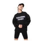 Moschino Jeans Bisiklet Yaka Baskılı Siyah Kadın Sweatshırt, Siyah, M