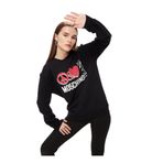 Moschino Jeans Bisiklet Yaka Baskılı Siyah Kadın Sweatshırt, Siyah, XS