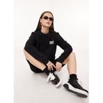 Moschino Jeans Bisiklet Yaka Düz Siyah Kadın Sweatshırt, Siyah, S