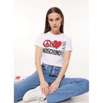 Moschino Jeans Kadın T-Shirt, Beyaz, M, J0713