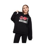 Moschino Jeans Kapüşon Yaka Baskılı Siyah Kadın Sweatshırt, Siyah, S