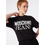 Moschino Jeans Yuvarlak Yaka Baskılı Kadın T-Shirt 241K1J0712, Siyah, M