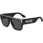 Moschino Moschıno Unisex Güneş Gözlüğü Siyah Kemik Çerçeve Füme Lens UV400 MOS165/S807IR56
