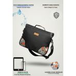 Moserini Omuz Askılı, Siyah iPad Pro 6.nesil 12.9”/7.nesil 13”/ Air M2 ile Uyumlu Kedi Detaylı Tablet Çantası - Siyah - Turuncu