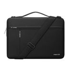 MOSISO 360 Koruyucu Dizüstü Bilgisayar Omuz Çantası MacBook Pro 14 inç 2021 ile Uyumlu, MacBook Air/Pro, 13-13,3 inç Dizüstü Bilgisayar, Yatay ve Dikey Cepler ve Kemerli Yan Açık Kılıf, Siyah