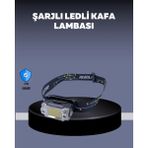 Mossem USB Şarjlı Mini LED Kafa Feneri 50M Odak 150M Geniş Aydınlatm