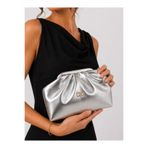 mossi Kadın Gümüş Parlak Suni Deri Askılı Clutch Günlük Ve Abiye Çanta