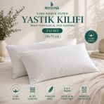 Mossyna %100 Pamuk Saten Yastık Kılıfı | 2'li Set | 50X70 | 94 Tel Dokuma | Terletmez | Yıkanabilir | Yumuşak Dokulu | Fermuarsız Kapaklı - Beyaz
