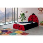 Most Uğur Böceği Tek Kişilik Karyola Teddy Kumaş 120X200 Cm. Yatak Içindir (Evinize Teslim) - 120 x 200 cm - Siyah - Kırmızı