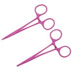 Motanar Evcil Hayvan Renkli Paslanmaz Çelik Hemostat Hemostatik Forsep, Pet Kulak Saç Çekme Forsepti, Bükme Başlığı ve Düz Başlık kiti (Pembe)
