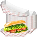 MotBach 50'li Paket Damalı 2 Lbs Kağıt Gıda Tekne Tepsileri Tek Kullanımlık Kağıt Tekne Konteynerleri, Renkli Kraft Gıda Servis Tepsisi Tekneler Atıştırmalık Kızartmalar için Tabaklar Tatlı Sandviç