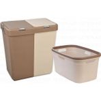 Motek 80 Litre Kirli Çamaşır Sepeti Çamaşır Selesi 2'li Set Kahve - Krem