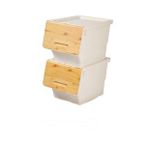Motek Bambu Tekerlekli Organizer Çok Amaçlı Saklama Kutusu 2X12 Lt