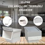 Motek Tekli 12 lt Gri Beyaz Organizer