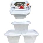 Mother Kitchen 3'lü Bager Plastik Kare Saklama Kabı Seti - 1360 ml