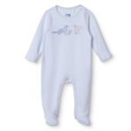 Mothercare Erkek Bebek Tulum Hayvan Baskılı Fermuarlı Bisiklet Yaka Uzun Kol Patikli - Açık Mavi