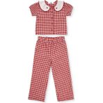 Mothercare Kız Bebek Bluz-Pantolon Düğmeli Bebe Yaka Kısa Kol Lastikli - 12 - 18 Ay - Kırmızı