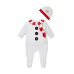 Mothercare Yılbaşı Bebek Kostümü Pamuk Dolgulu Kadife Kardan Adam Tulum Ve Şapka Seti 12-18 Ay