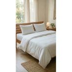 Motif Mağaza %100 Pamuk Saten Çift Kişilik Battal Boy Ekli Nevresim Takımı (Nevresim, Çarşaf, 2'Li Yastık Kılıfı) Beyaz 240 X 260