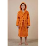 Motif Mağaza *İhraç Fazlası* %100 Pamuk Kapüşonlu Cepli Unisex Çocuk Bornozu -Hafif Kusurludur- Turuncu 4-5 Yaş