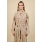 Motif Mağaza *İhraç Fazlası* %100 Pamuk Microcotton Şalyaka Cepli Unisex Bornoz -Hafif Kusurludur- Latte L/Xl